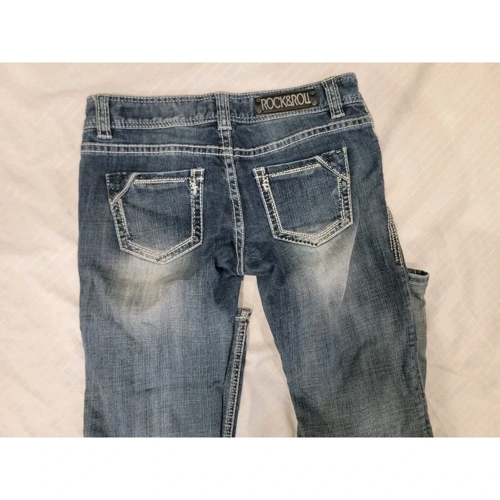 Rock & Roll Cowgirl jeans Original Low Rise embellished thick stitch Womens‎ 28